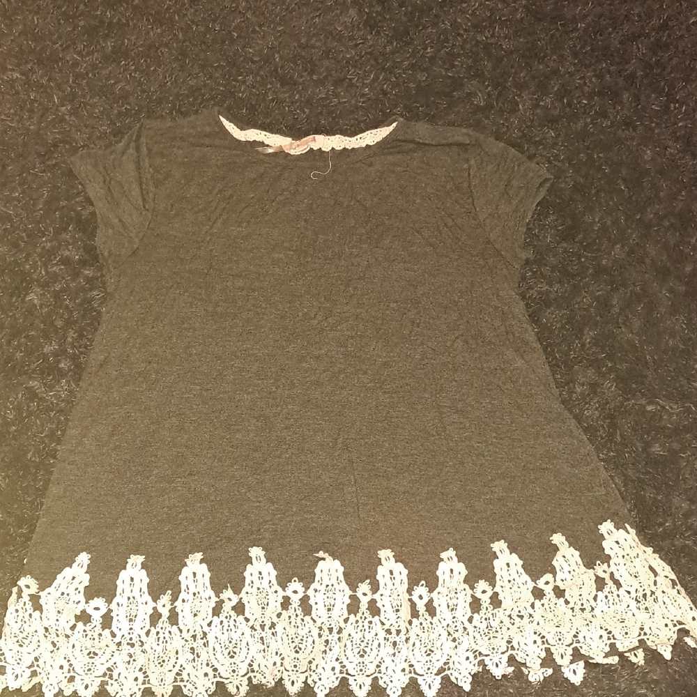 Joie Grey and White Embellished Cap Sleeve Blouse